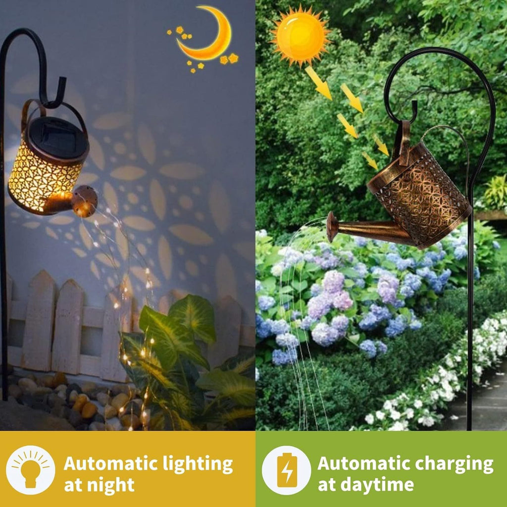 2-Pack Solar Watering Can Fairy Lights – Outdoor LED Hanging Garden Decor