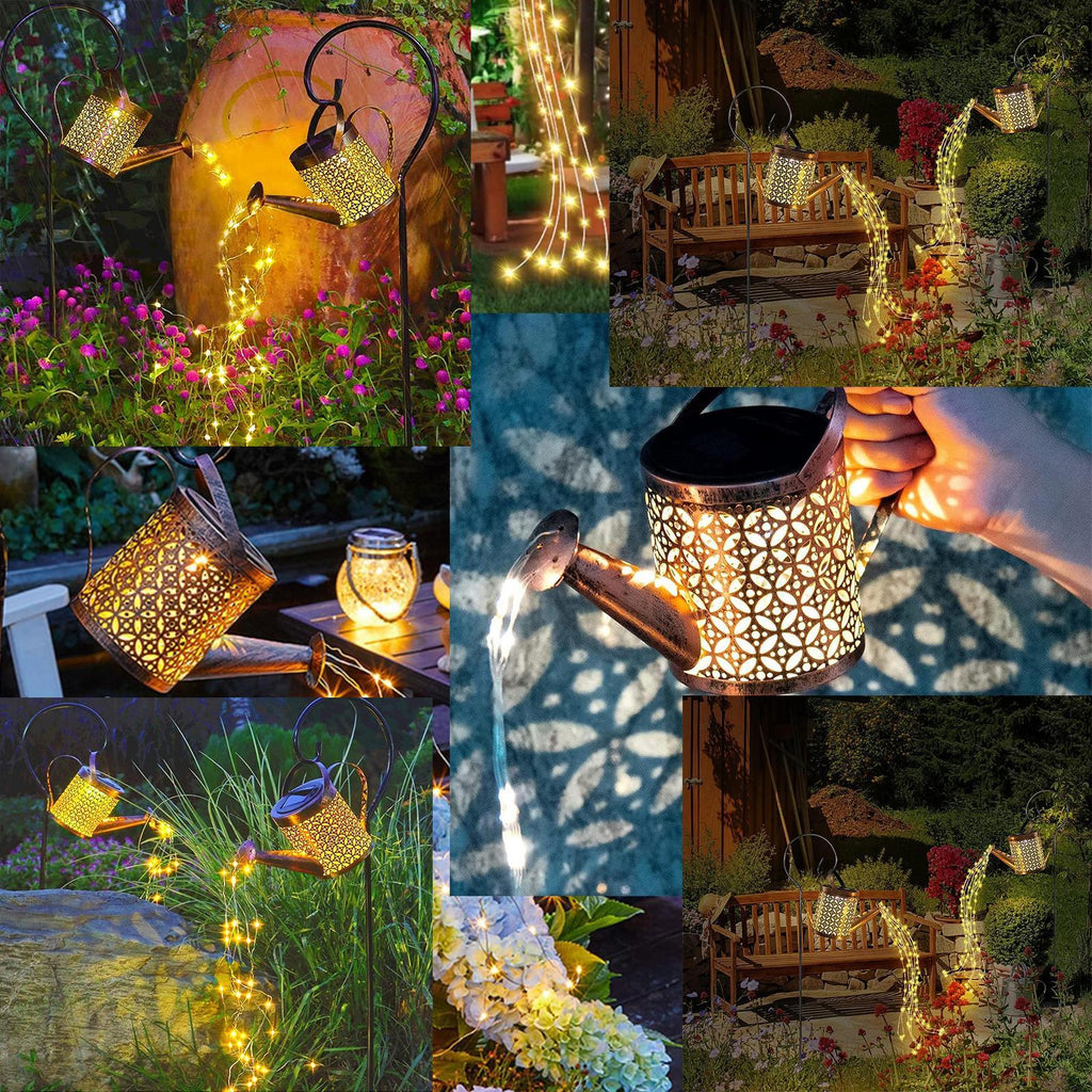 2-Pack Solar Watering Can Fairy Lights – Outdoor LED Hanging Garden Decor