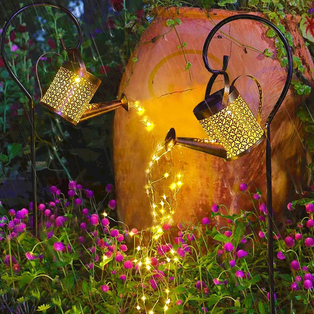 2-Pack Solar Watering Can Fairy Lights – Outdoor LED Hanging Garden Decor